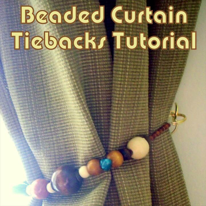 diy beaded curtain tieback