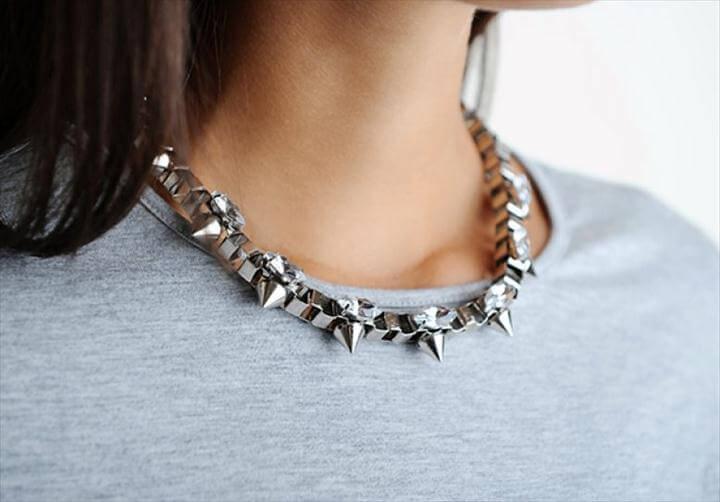 DIY Studded box Chain Necklace