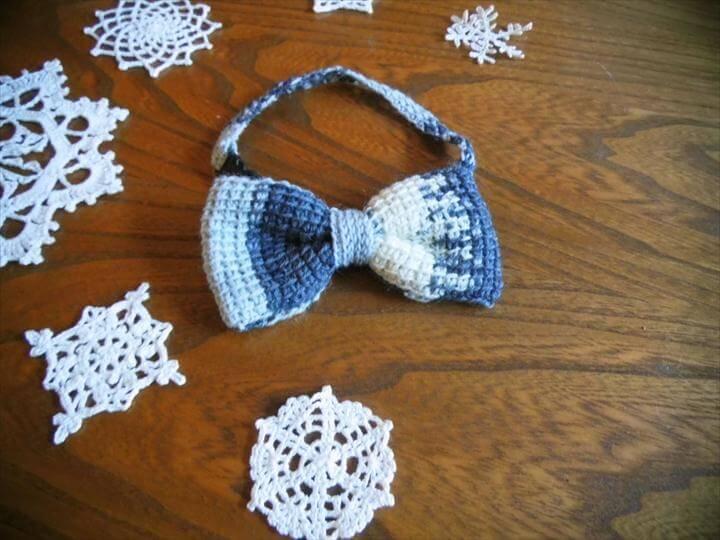 Crochet Bow Tie, Crochet Hair Bow, Crochet Mens Accessory, Dappet Bow Tie, Black and White Bow Tie, Crochet Accessory