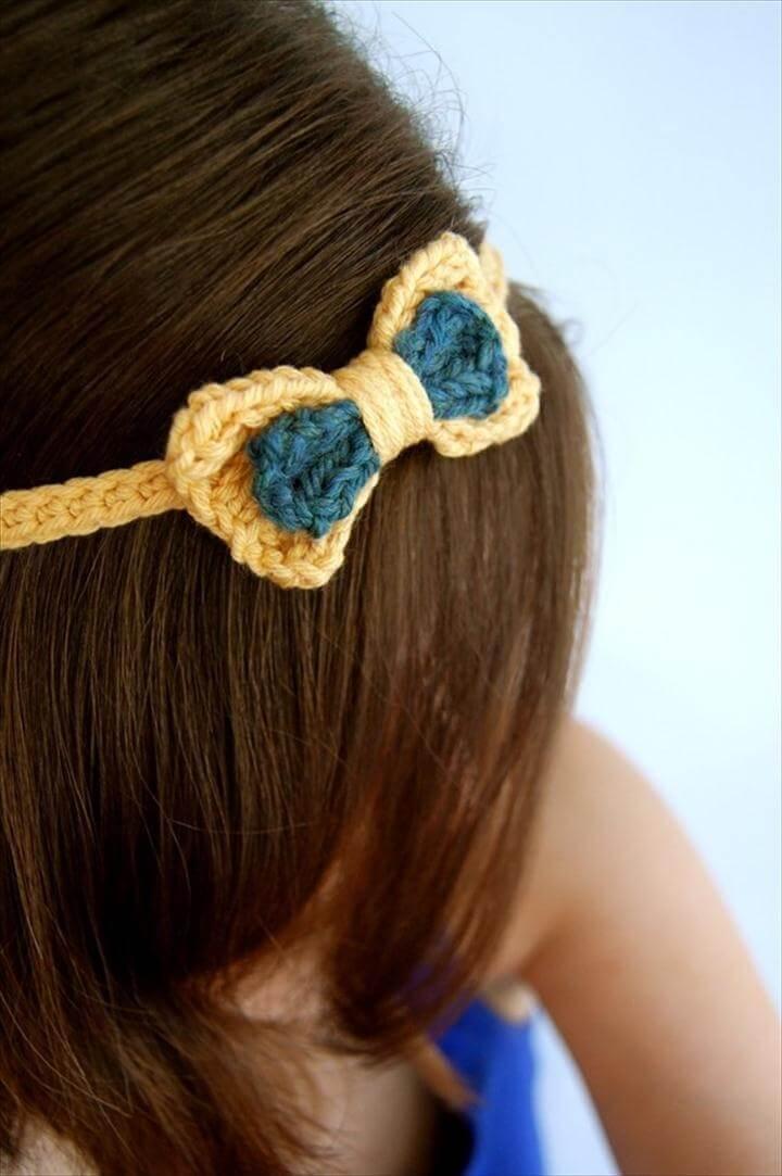 dainty little crochet bow headband