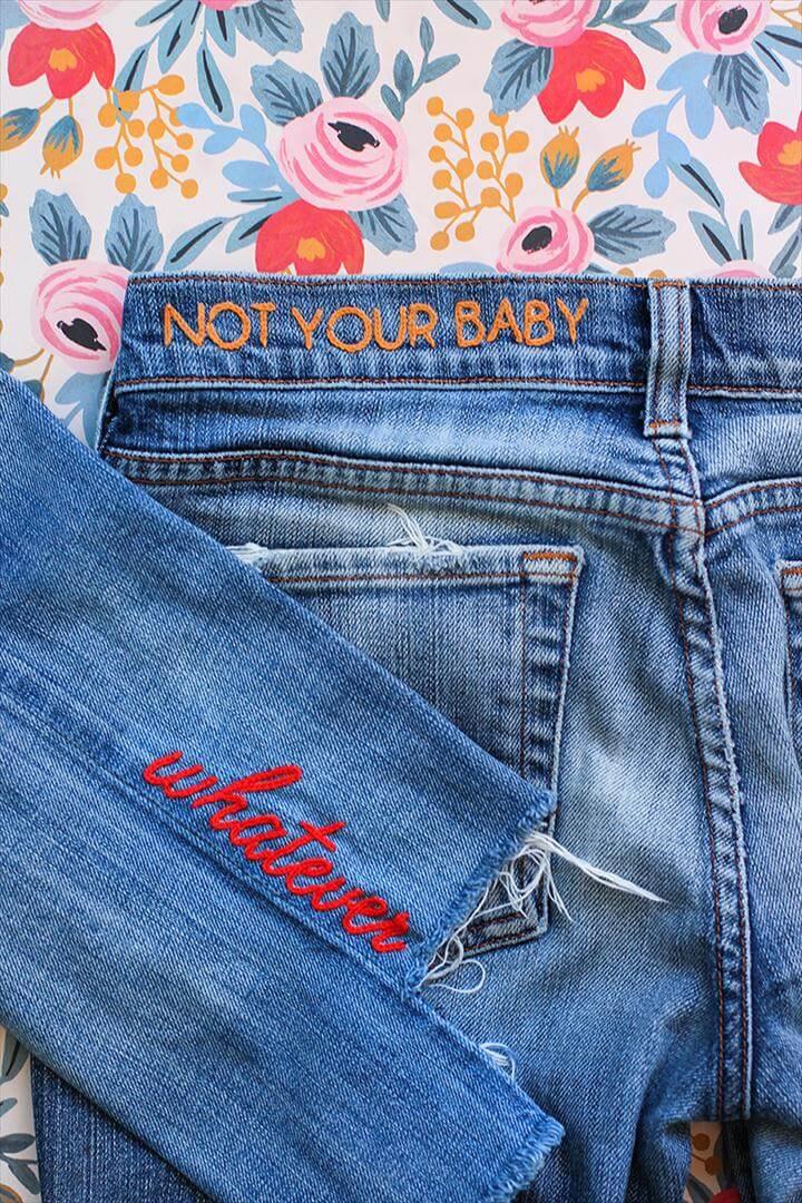 DIY Embroidery Ideas We Could Find DIY Denim Embroidery