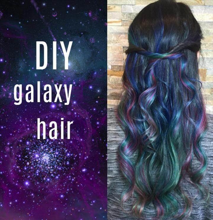 DIY Galaxy Crafts - DIY Galaxy hair tutorial - Galaxy DIY Projects for Your Room,
