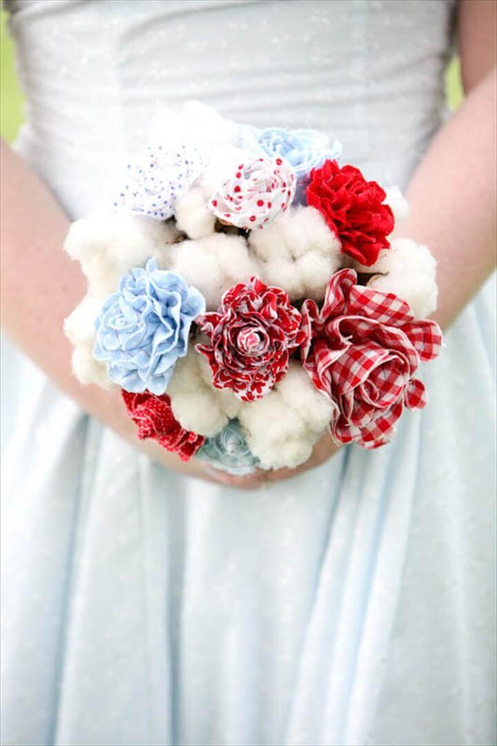 gingham and cotton bouquet
