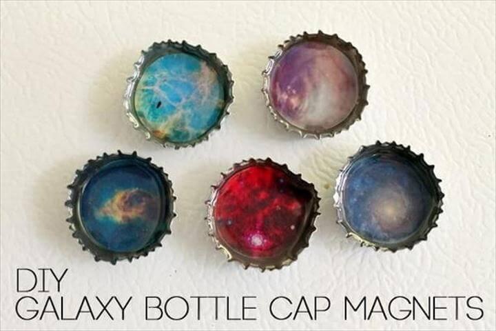 DIY Galaxy Bottle Cap Magnets