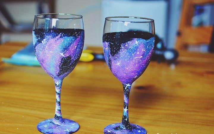 DIY Galaxy Wine Glasses