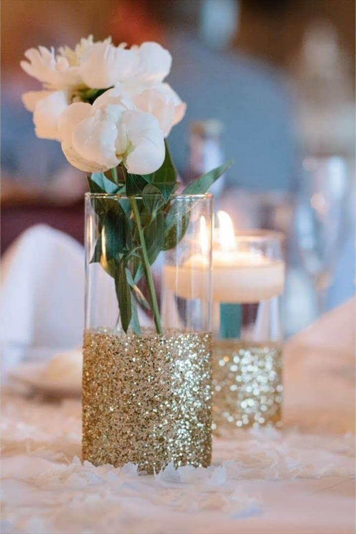 Simple glitter dipped vases