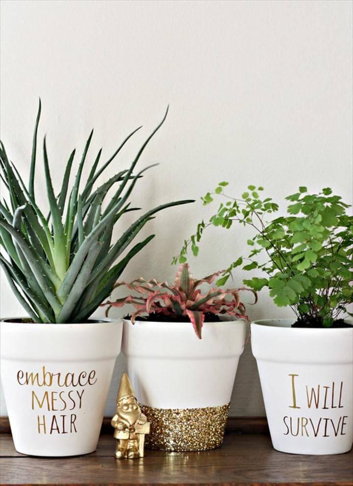 DIY Gold Foil Flower Pots