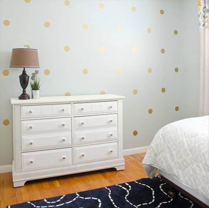 DIY gold polka dot wall