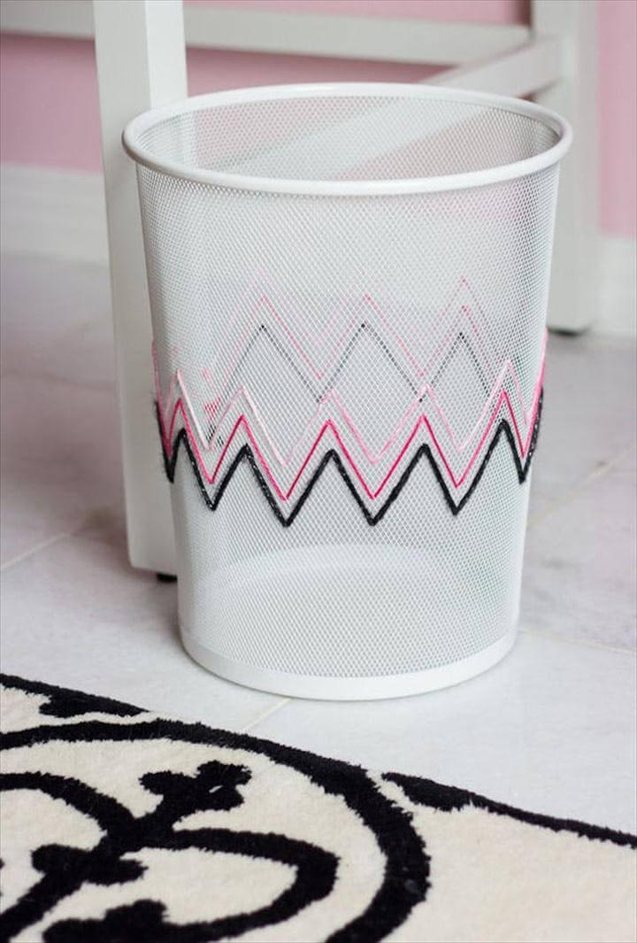 DIY Embroidered Waste Basket