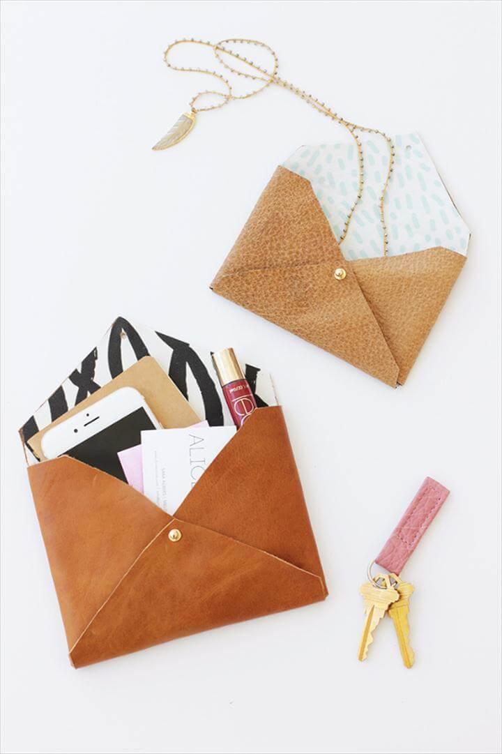  Quickest DIY Gifts You Can Make - DIY Leather Envelope Clutch - Easy and Quick