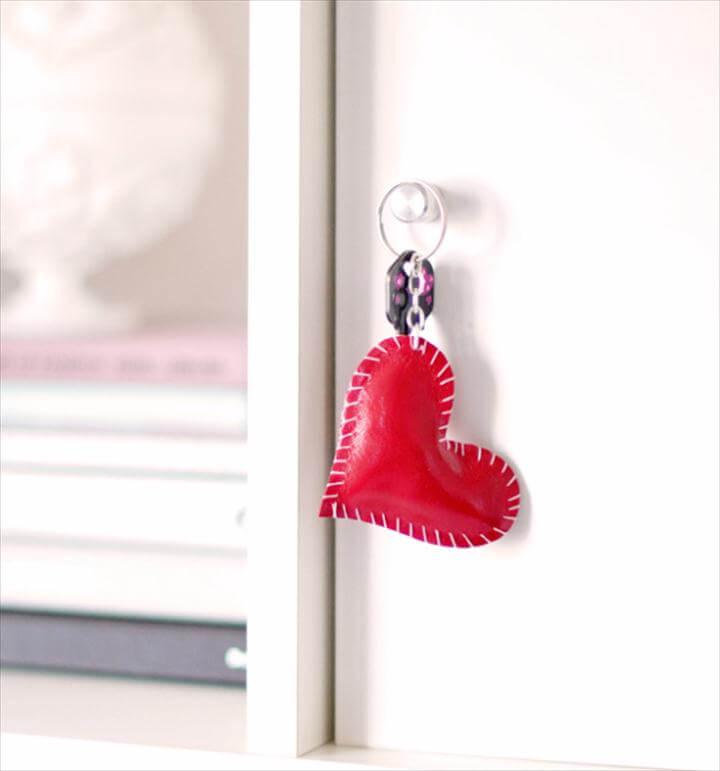 Best DIY Valentines Day Gifts - DIY Leather Heart Keyring - Cute Mason Jar Valentines Day