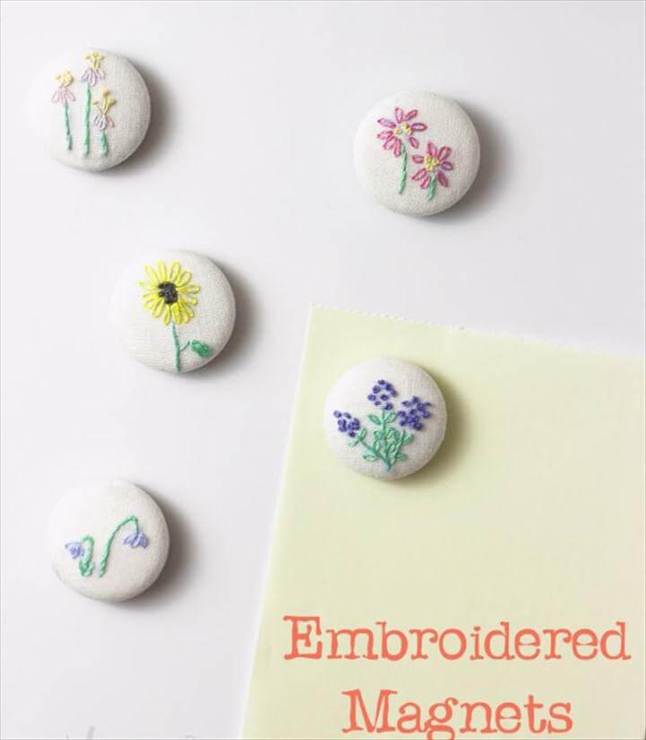 DIY Magnets With Hand Embroidery