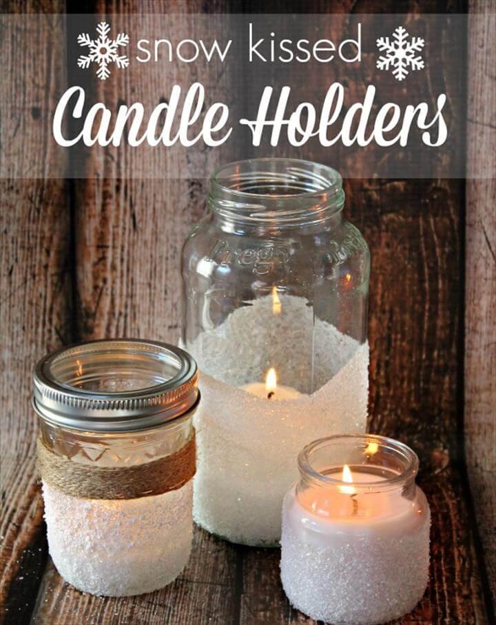  Easy Decorative Snow Kissed Candle Holders