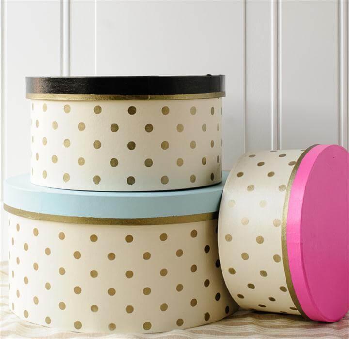 Gold Polka Dot Hat Boxes 