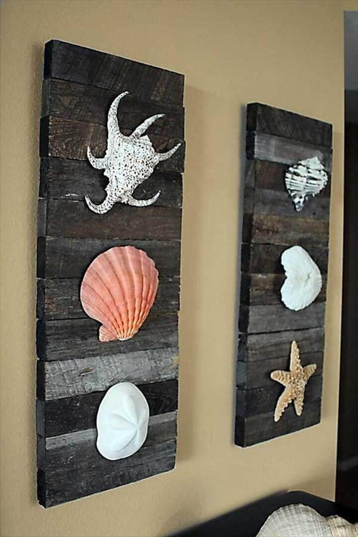 Breezy Beach Decor Shells on driftwood for Coastal Decor.