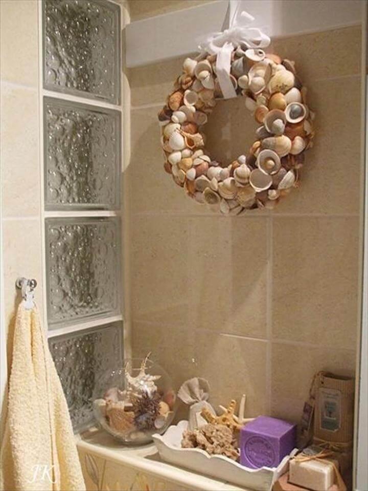 diy wreath, seashell wreath