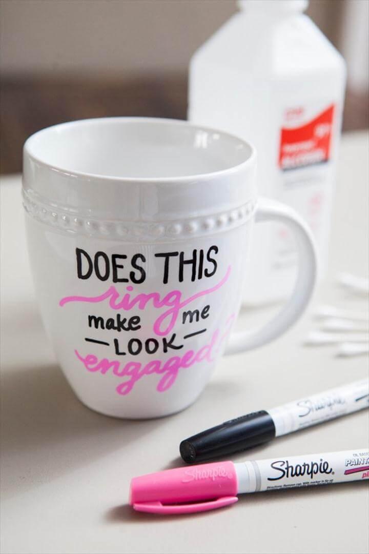 Holiday Coffee Mug, DIY Sharpie Paint Pen - Engagement Gift Mug