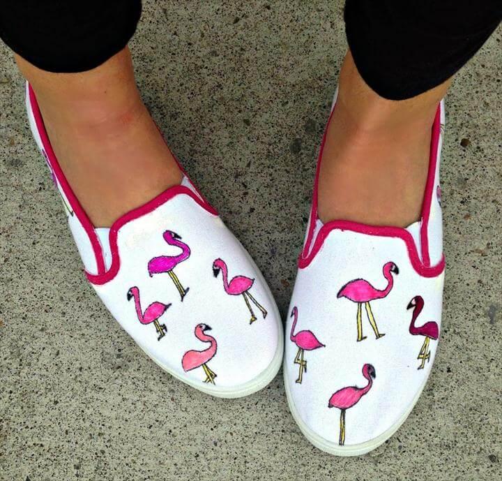 DIY Flamingo Print Shoes