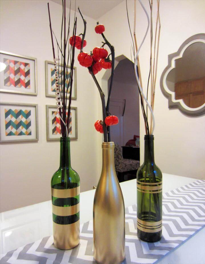 diy vases, home decor, gold paint vases