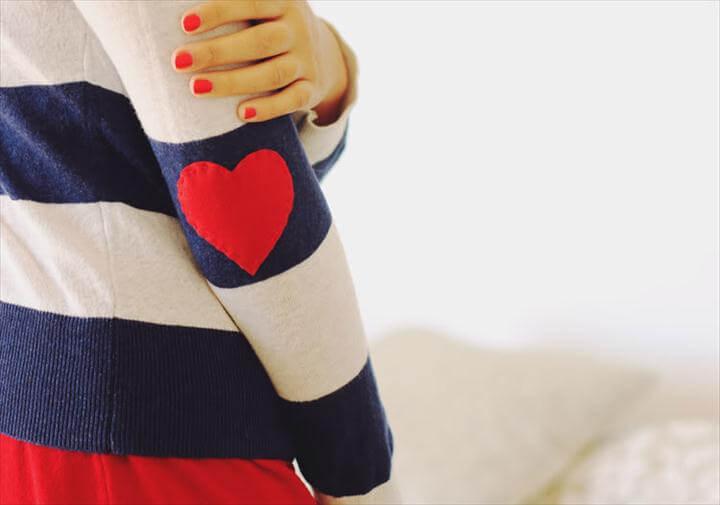 diy elbow patch, heart patch