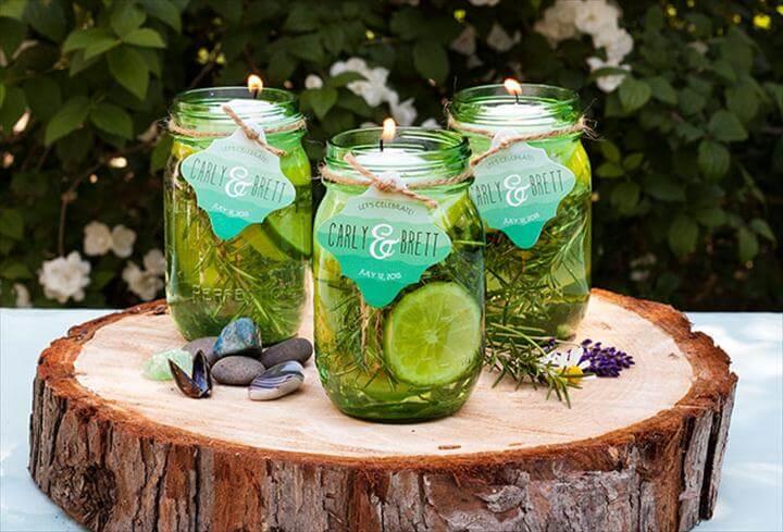 DIY Floating Citronella Candle with Personalized Favor Tags from Evermine