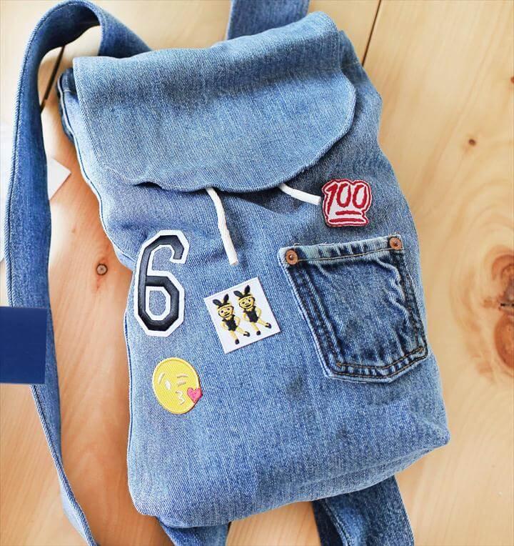 diy packpack, old jeans bag