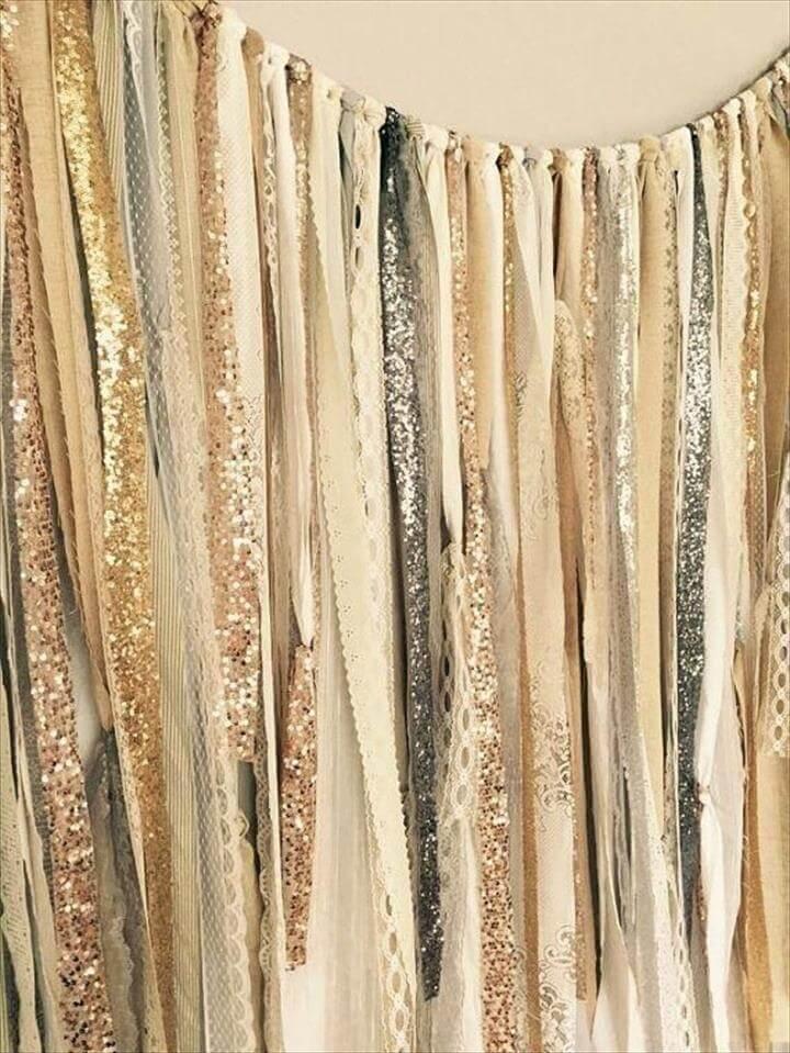 Gold, Silver, Champagne, Rose Gold, Sequin & Lace Ribbon Sparkle Curtain,. Diy Wedding ...