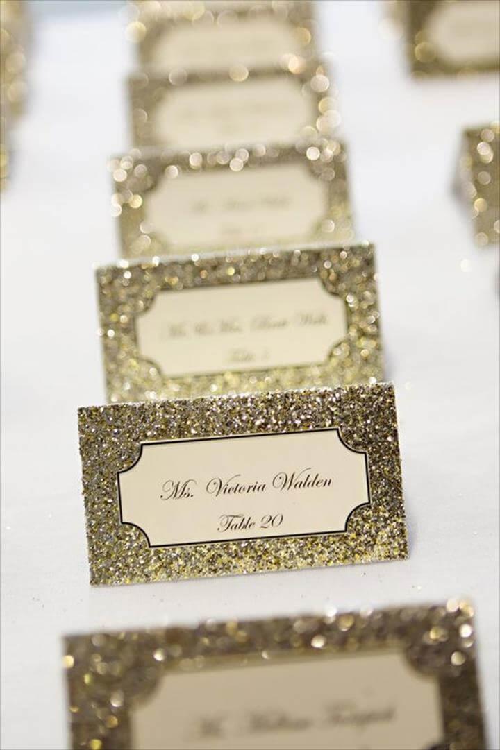 Find this Pin and more on Wedding Details. Glittery place cards add ...