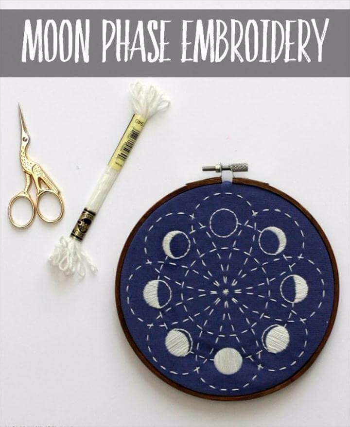 Glow In The Dark Lunar Moon Phases Embroidery