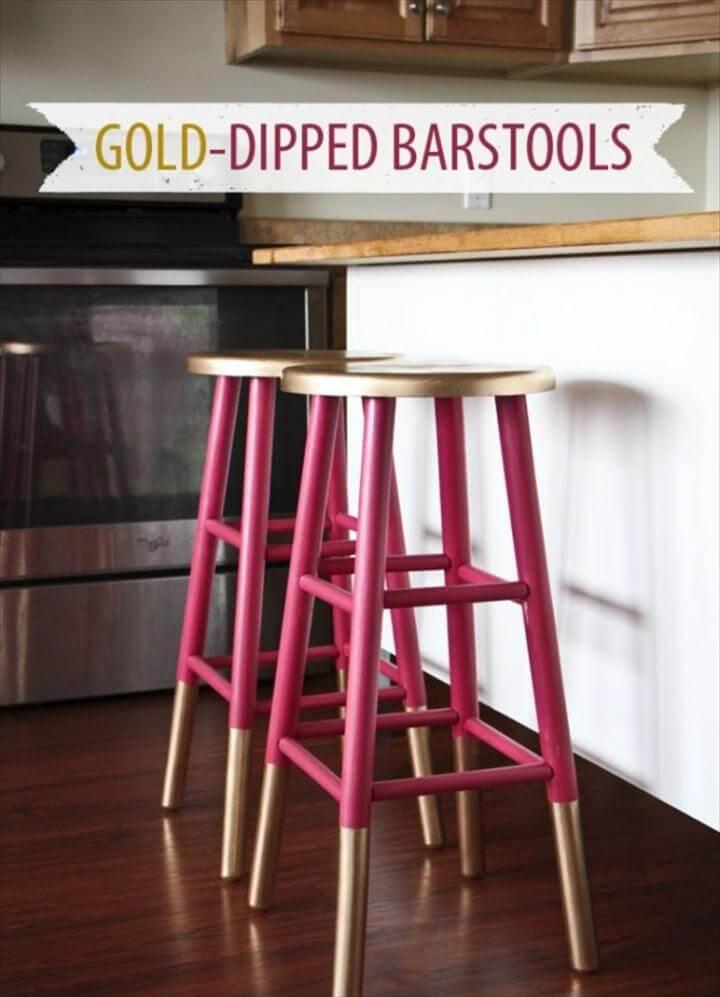 Gold Accents Barstools, diy gold paint stools