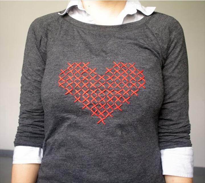 Grey Sweatershirt with Heart Print