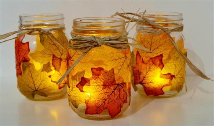 Autumn Leaf Mason Jar Candle Holder