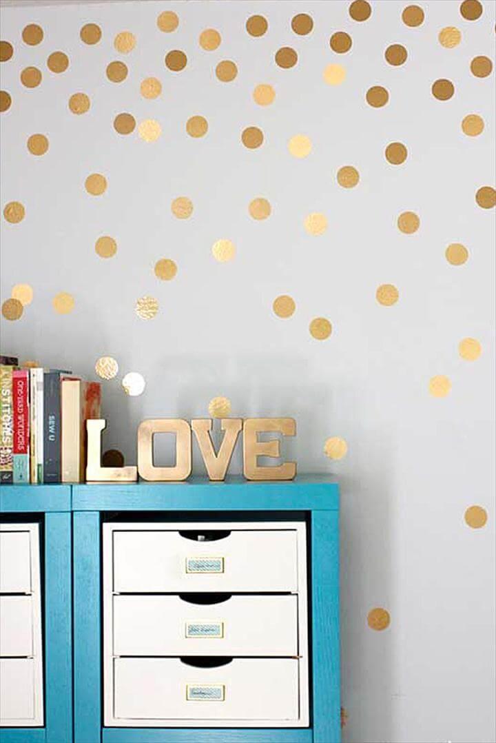 Metallic Gold Polka Dots Wall Art