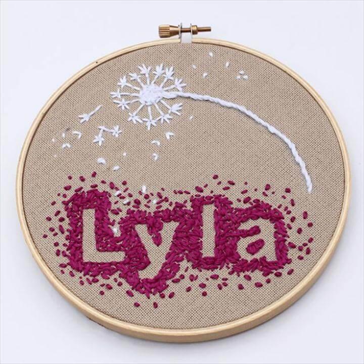 Free Embroidery Patterns - Negative Space Baby Name Embroidery - Best Embroidery
