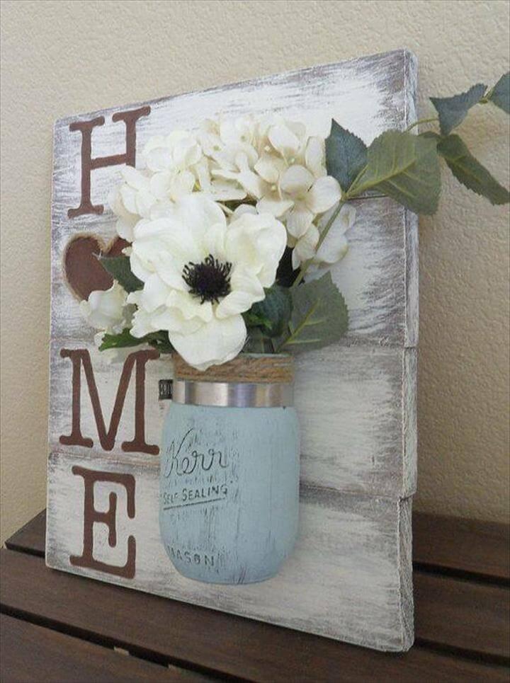 Mason jar pallet sign