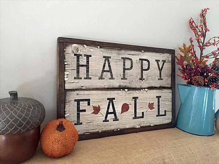 Fall - Wooden Sign - Happy Fall - Framed - Pallet wood - Rustic - Fall Decor - Autumn -
