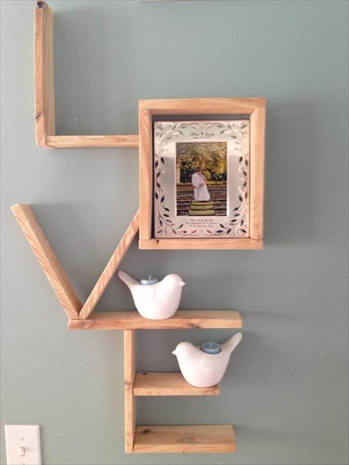 love sign and shelves