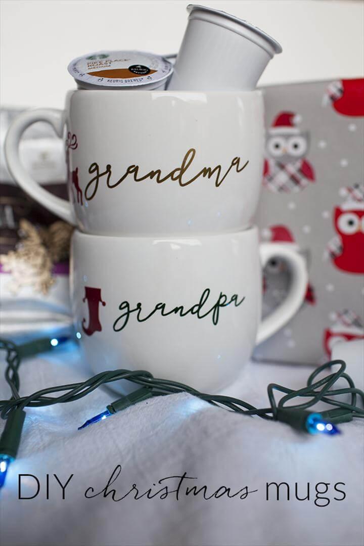 DIY personalized Christmas coffee mugs
