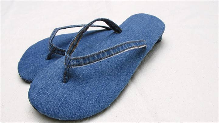 upcycle old jeans into new flip flops 