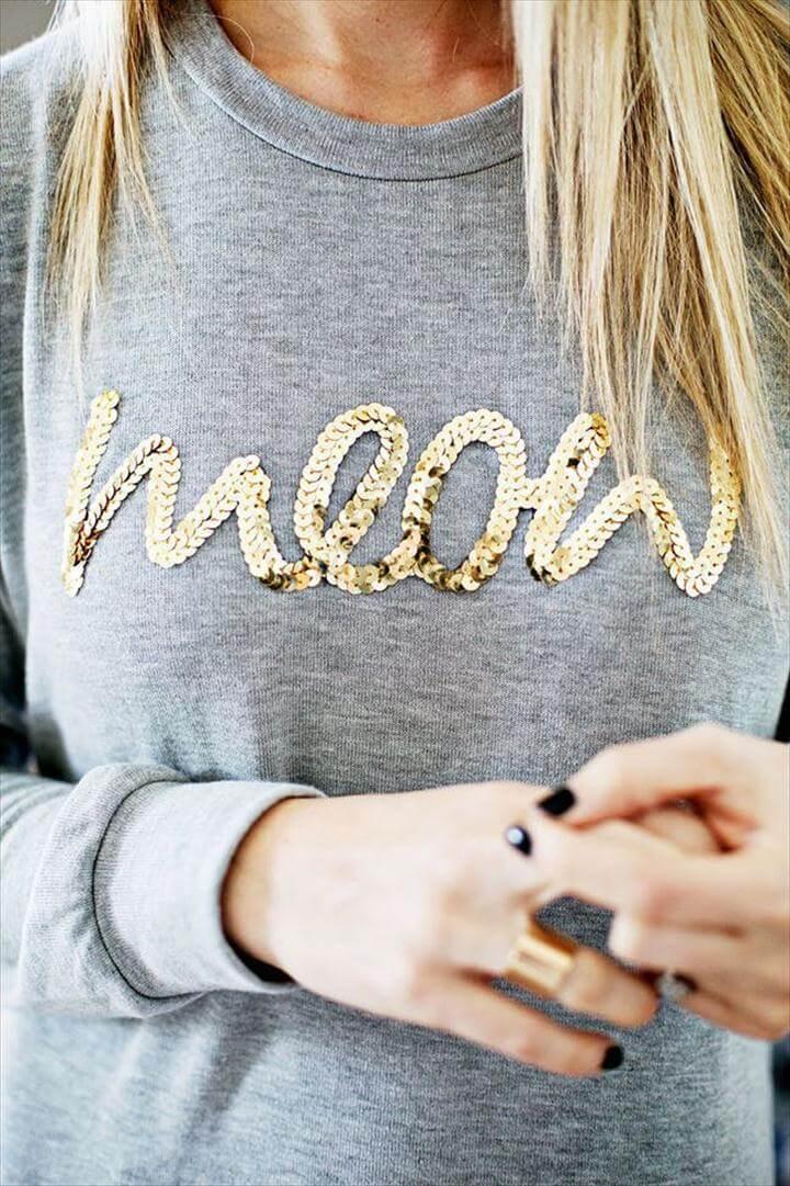 Sequin Phrase Sweatshirt