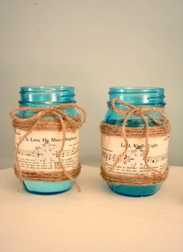 DIY Sheet Music Mason Jar Candle