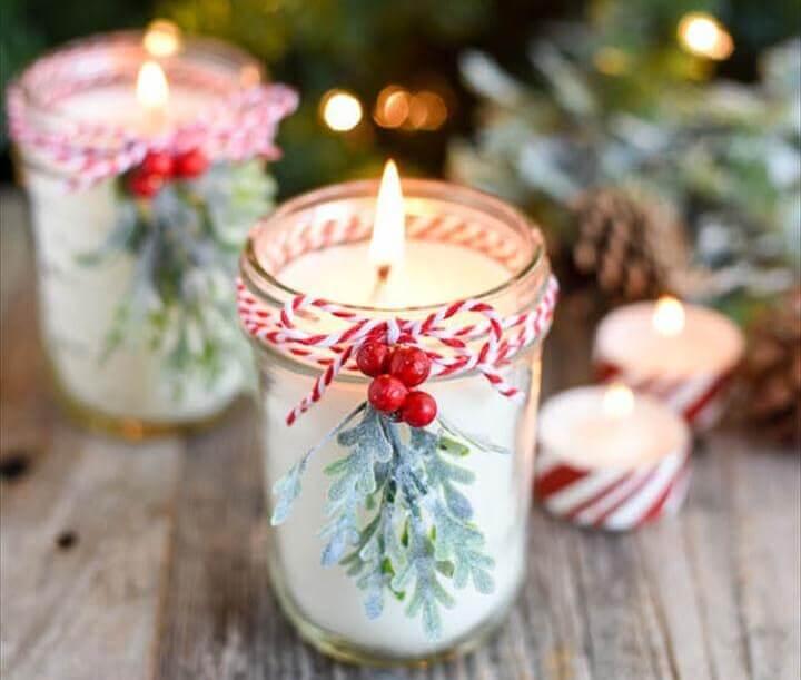 DIY Peppermint Mason Jar Candles