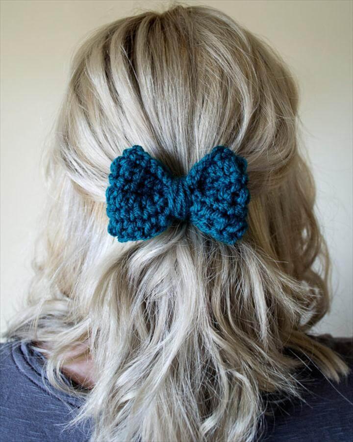 Teen Hair Bow, Hair Bow For Girls, Crochet Hair Bow, Crochet Hair Clip, Pack of Three Hair Bows, Teal Hair Bow, Blue Hair Bow for Girls