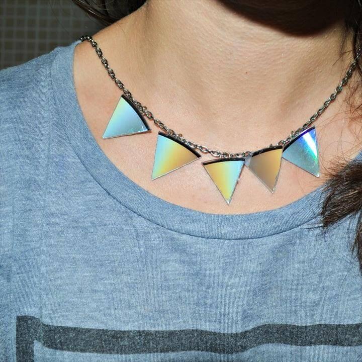 Accessories From Old CD's, Triangle Statement Necklace