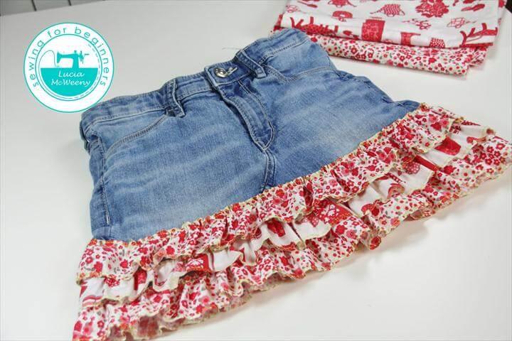 Upcycle your old jeans and make a skirt