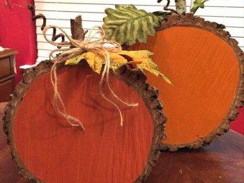Painted Wood Slice Pumpkins. Log Wood Projects Wood ...
