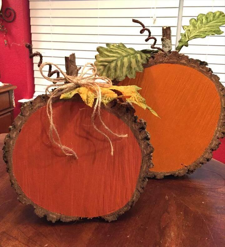 Painted Wood Slice Pumpkins. Log Wood Projects Wood ...