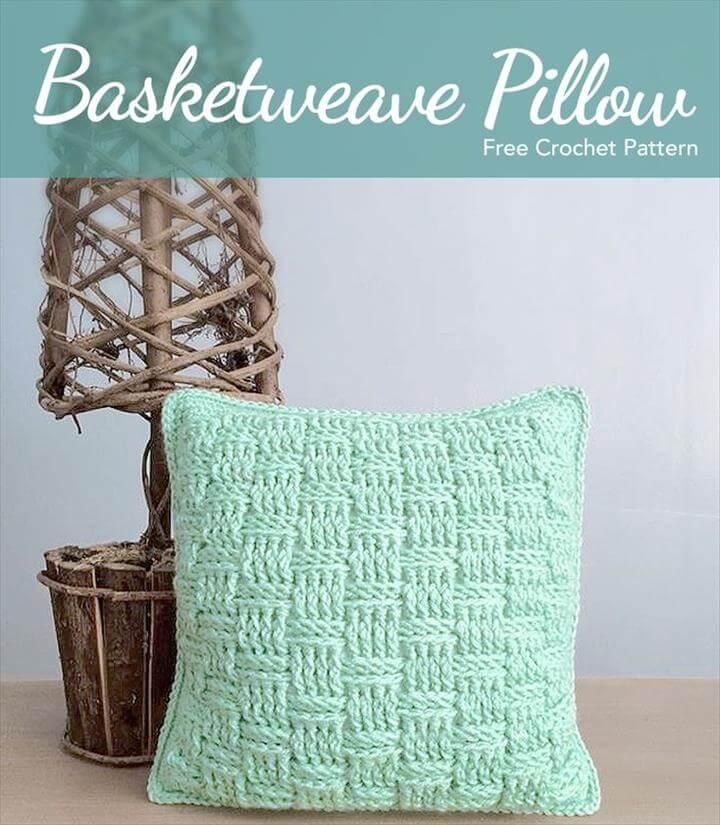 Basketweave Crochet Throw Pillow
