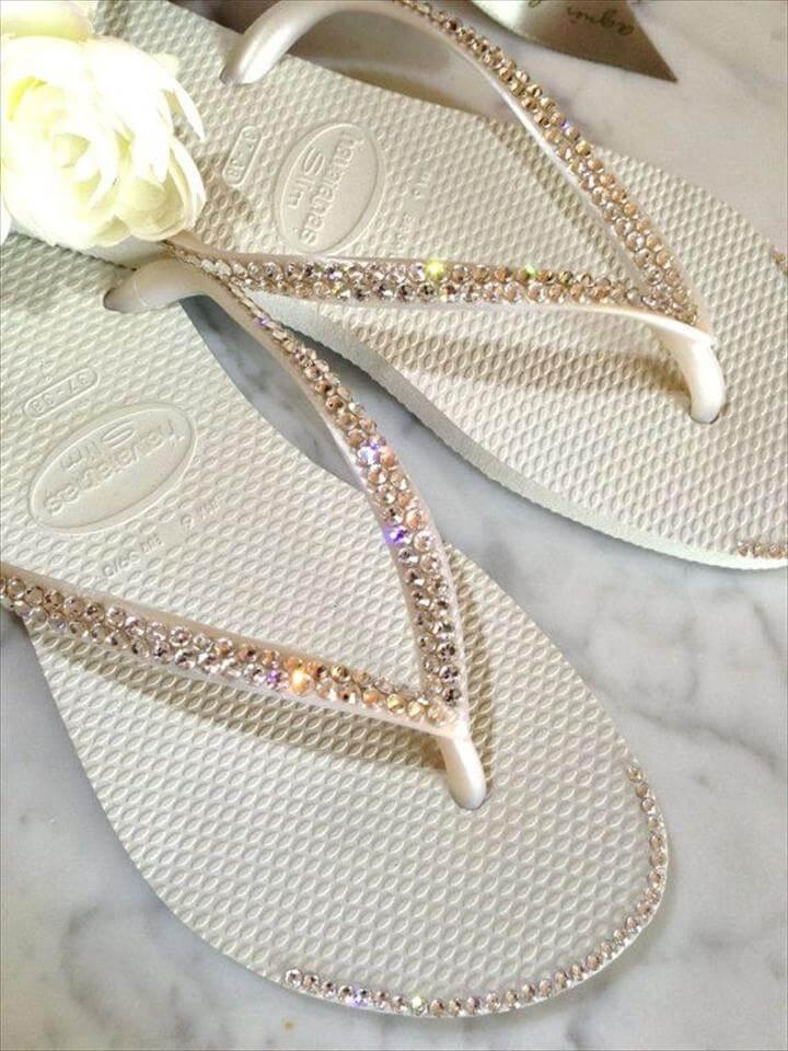 Crystal Tip Wedding Flip Flops