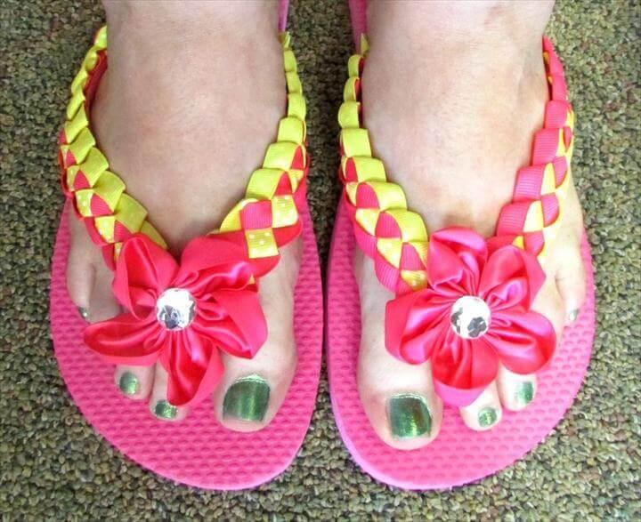 Braided Ribbon Flip Flops Tutorial